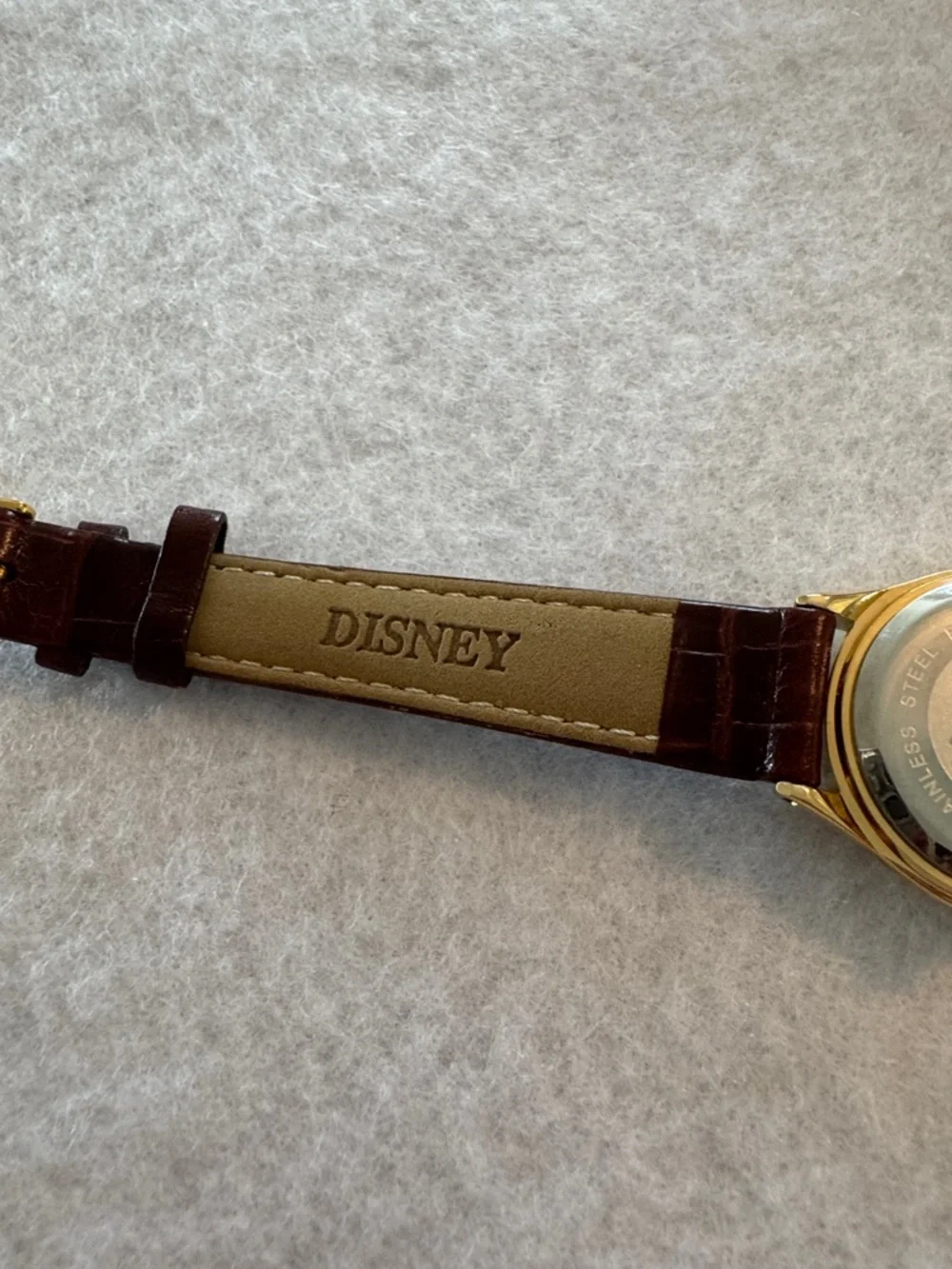 Disney Brown Leather Strap Gold-Tone Mickey Mouse The Sorcerer Wristwatch - Picture 3 of 5